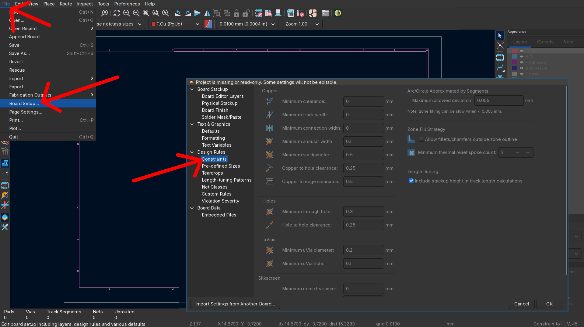 Налаштування плати