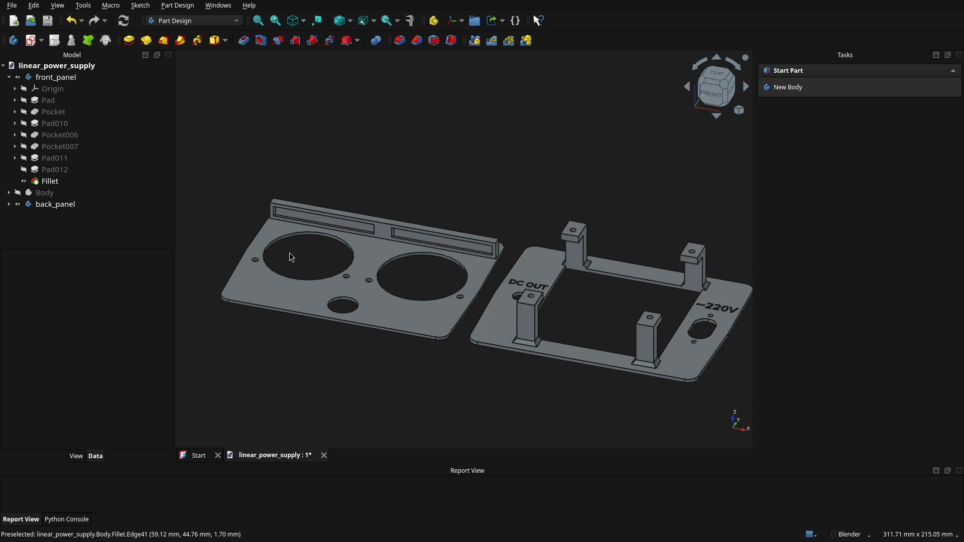 Панелі в FreeCAD