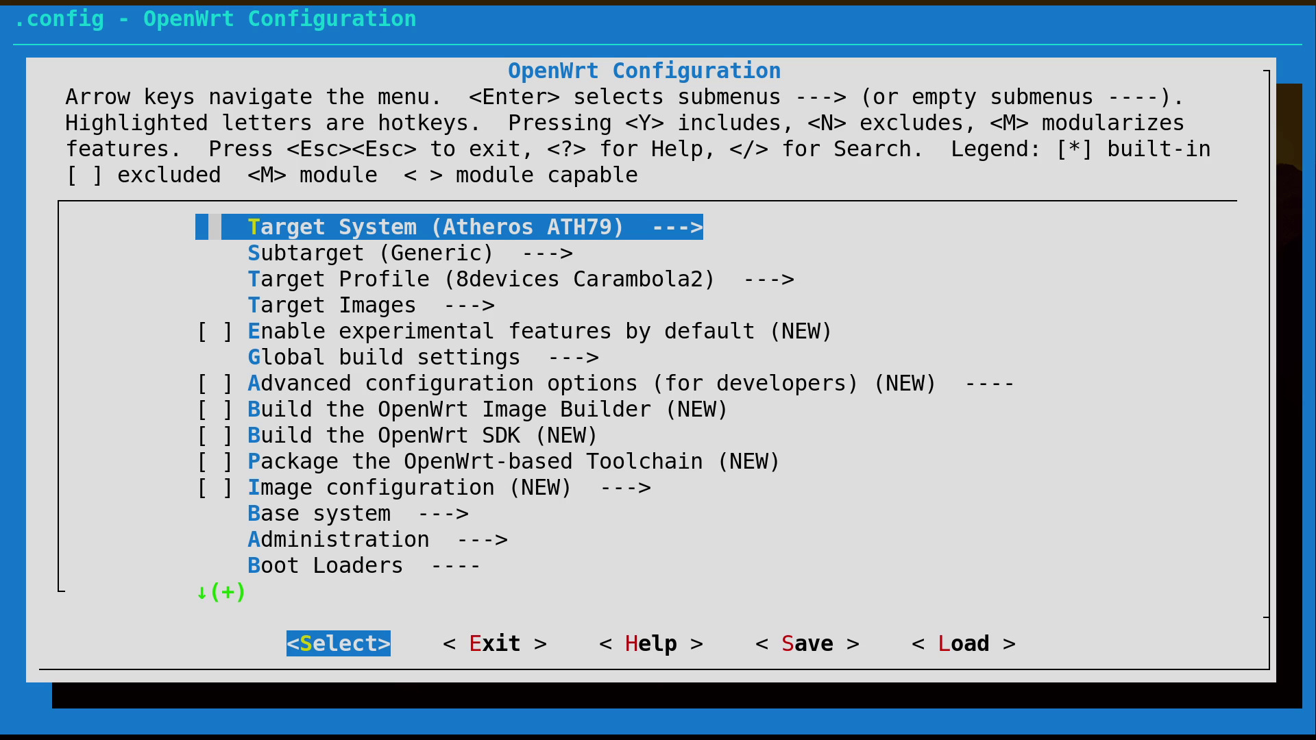 "make menuconfig"